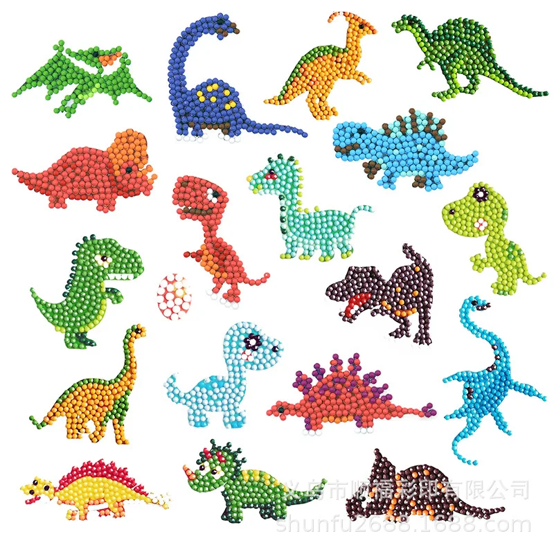 

Алмазная наклейка в виде динозавра для творчества, Детская алмазная живопись, креативная наклейка 5D в виде динозавра, наклейка на холодильн...