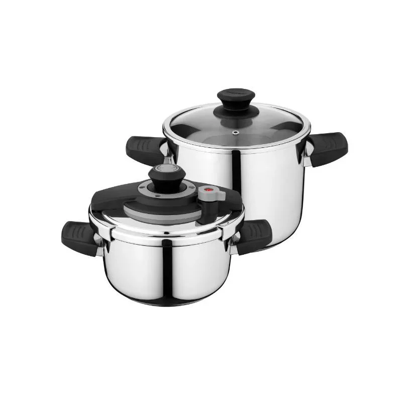 

BergHOFF Vita 4Pc Stainless Steel Pressure Cooker Set 7.4Qt & 4.2Qt pressure canner autoclave