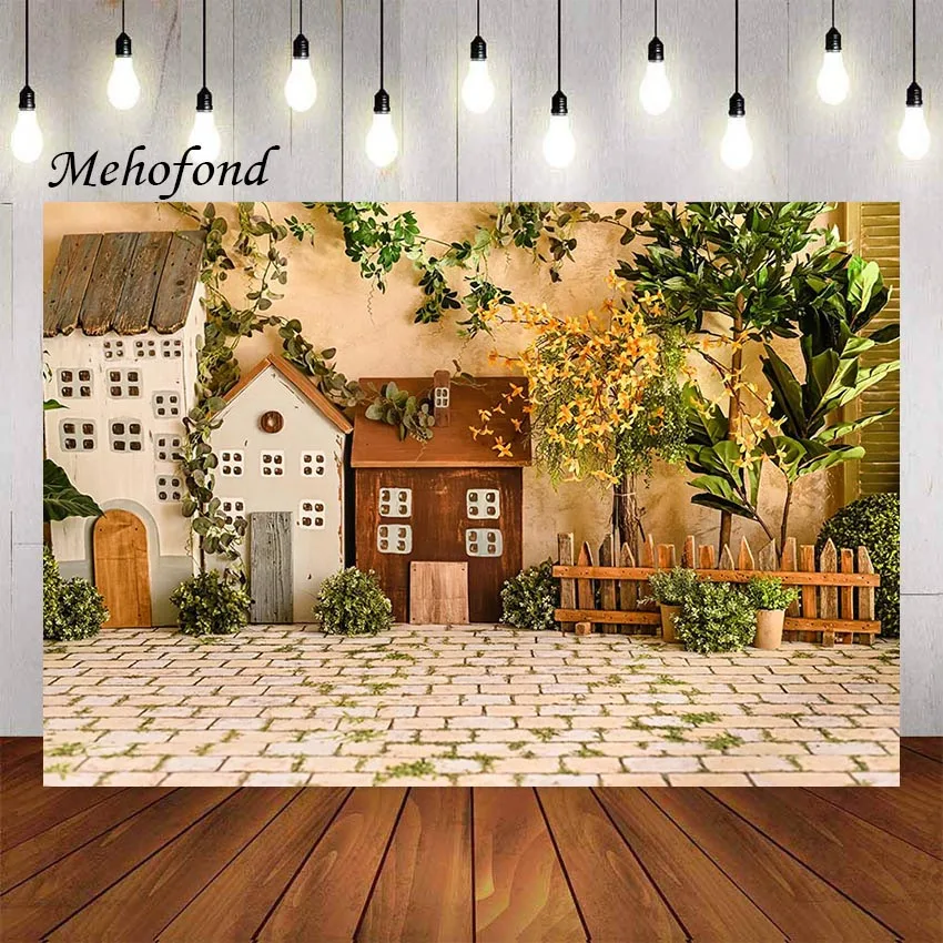 

Mehofond Photography Background Spring Green Leaves Easter Vintage House Kid Birthday Party Portrait Decor Backdrop Photo Studio
