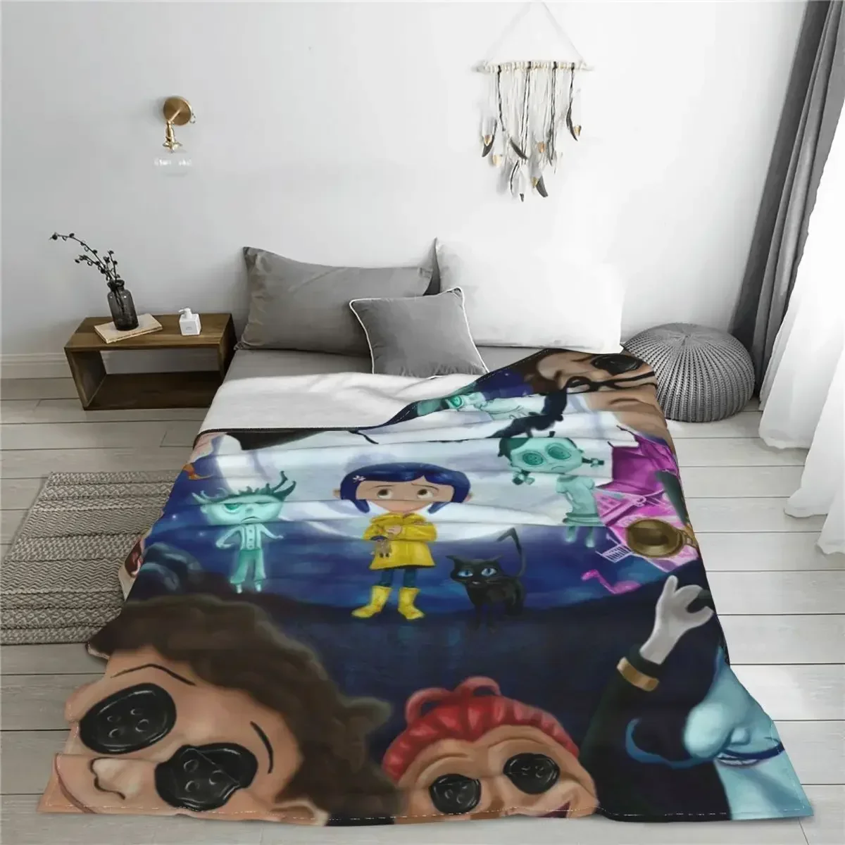 Manta de franela Coraline The Secret Door manta tiroxtaante para cama sofá edredón fino felpa анимеción