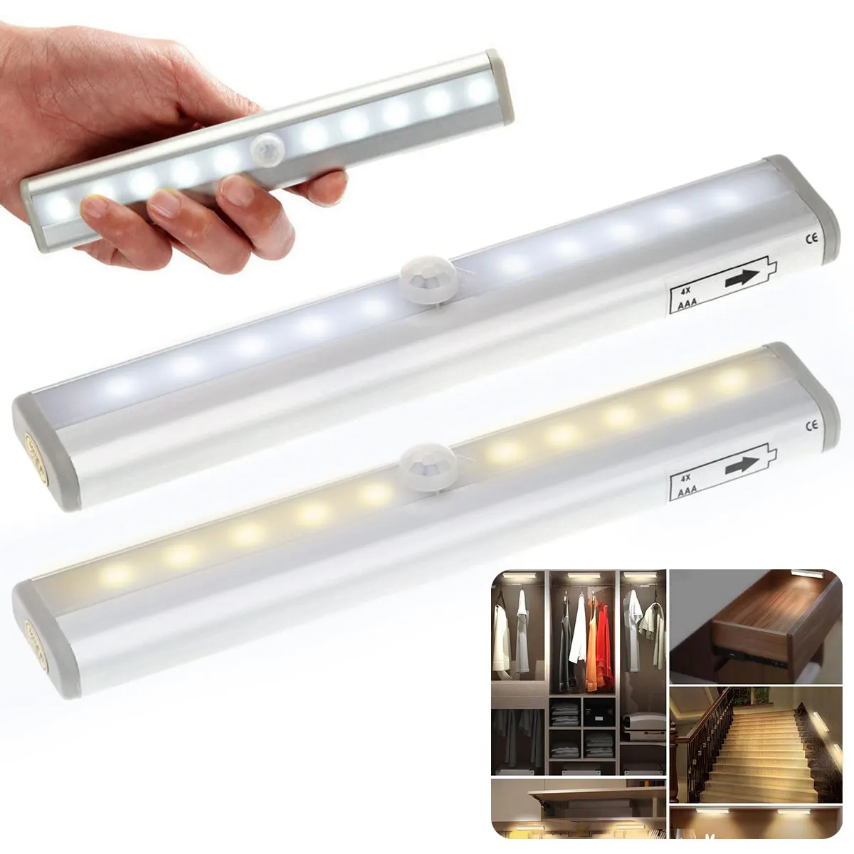 

Battery LED Closet Night Light Bar PIR Motion Sensor Cabinet Light For Kitchen Cabinet Wardrobe Home Wall Decor Lamp Nightlight