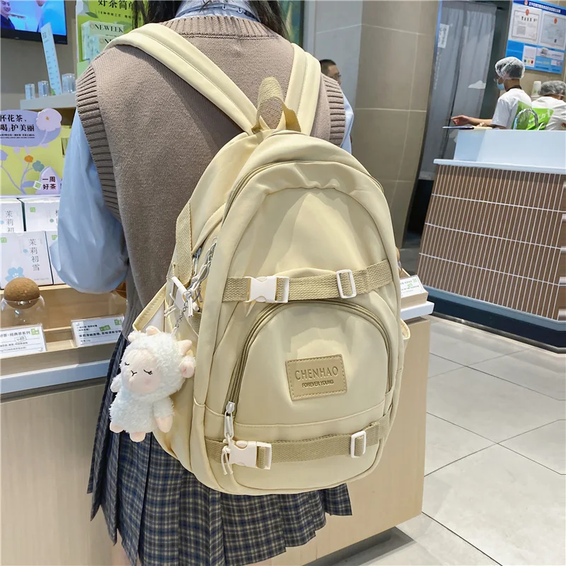 

Simple Cute Women Large Capacity Backpack Korean High Quality Schoolbag for Teenage Girls Harajuku Lady 15.6 Inch Laptop Daypack