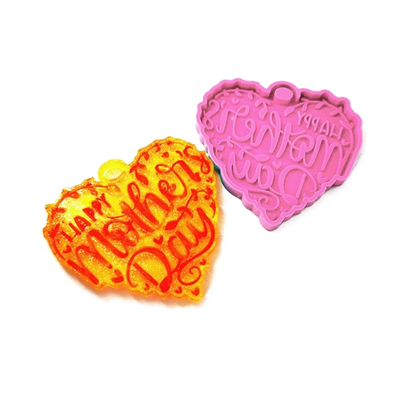 

DIY Shiny Glossy Happy Happy Mother's Day Letters Keychain UV Epoxy Resin Mold Handmade Necklace Pendant Silicone Mould