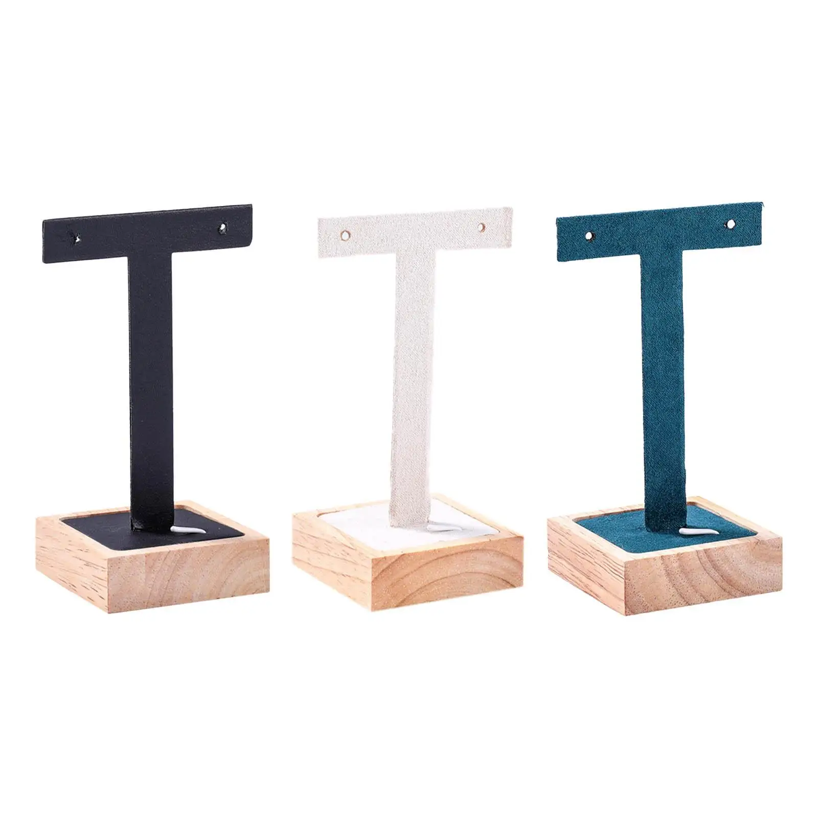 

Wooden Earring Display Holder, Wooden Base Earring Shelf Rack Photo Props T Shaped for Showroom Showcase Retail Store