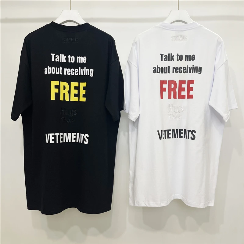 

VETEMENTS Sign Logo Embroidered T-shirt Men Women 1:1 High Quality Letter Print VTM Tee Slightly Oversize Tops Short Sleeve tees
