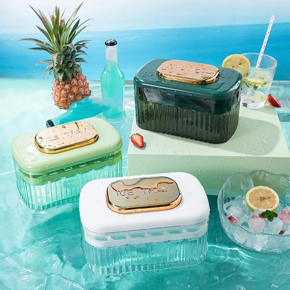 

Ice Cube Tray Portable Ice Cube Mold Safe Press Easily Convenient Novel Spring Cover Design Ice Box Mold