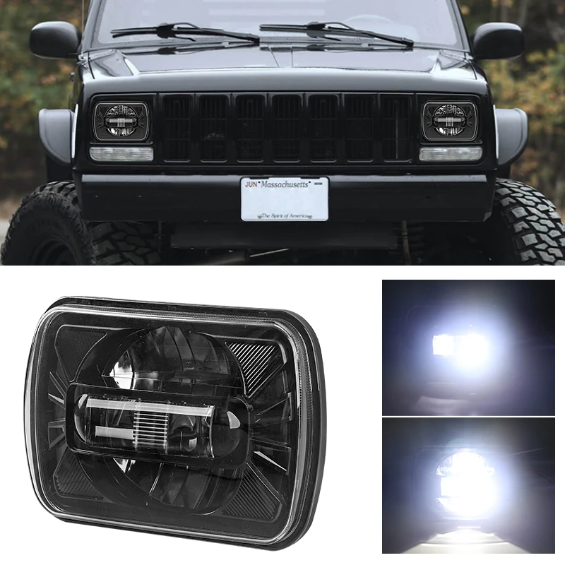 5x7 Square 7x6 Inch LED Headlight Led Headlamp Hi/Low  For Jeep Cherokee XJ Wrangler YJ Car Light Accessories