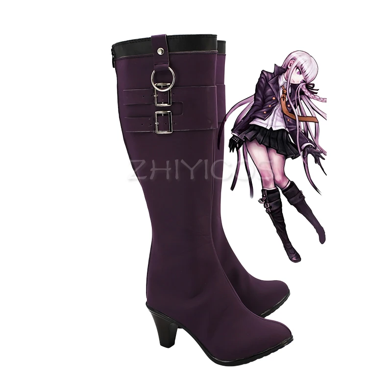 Фото ZHIYICOS аниме Danganronpa Kirigiri Kyoko обувь для косплея женские фиолетовые ботинки из искусственной кожи обувь для вечеринки на Хэллоуин на заказ №1