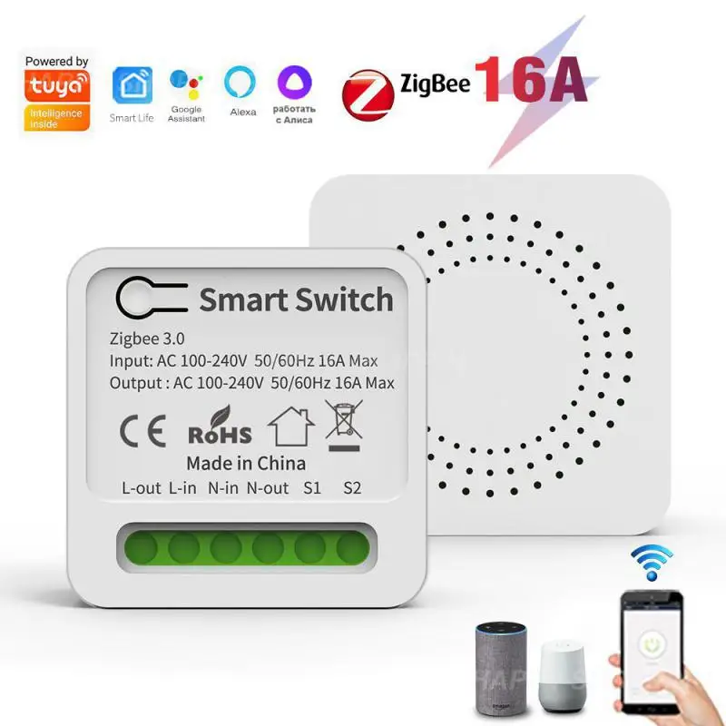 

2/3PCS Mini Switch Zigbee No Gateway Required Tuya Timing Smart Life Smart Home Automation Work With Alexa Google Home Alice 10a