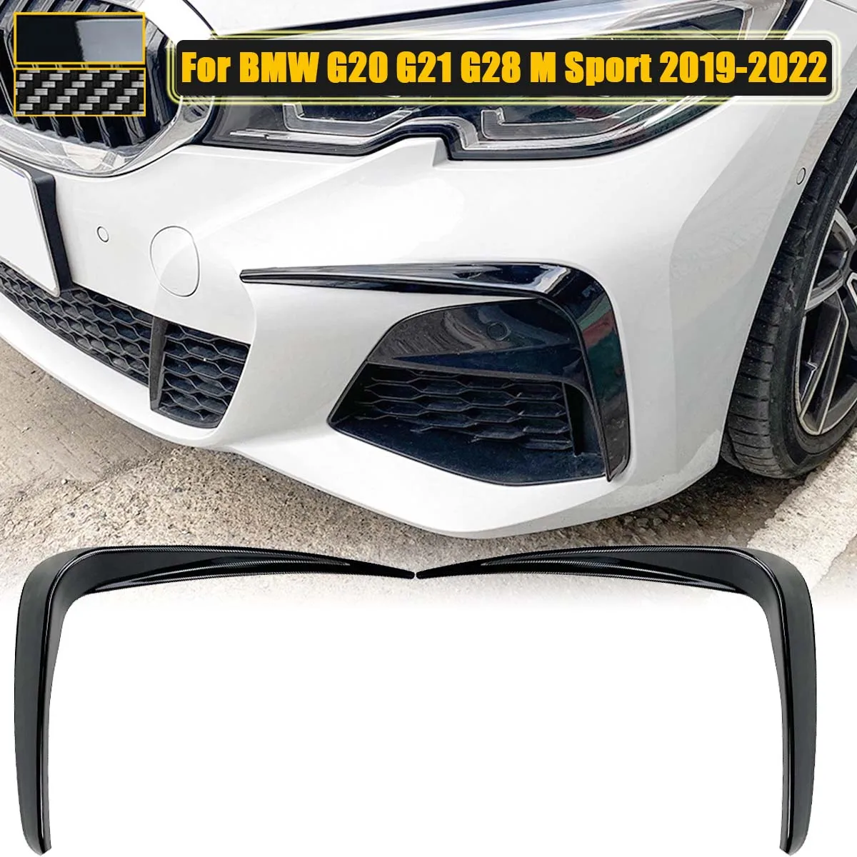 

G20 Front Bumper Splitter Canards Fog Light Cover Trim For BMW G21 G28 318i 320i 325i 330i 330d 330e M Sport 2019-2022 Body Kit