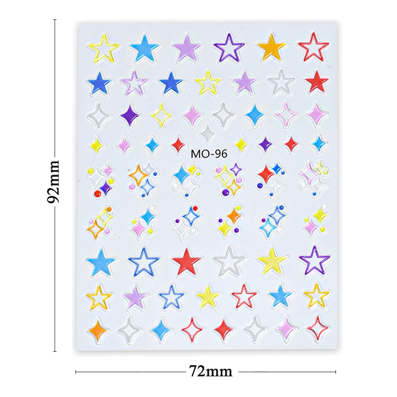 Красочные желейные Звезды Любовь Сердце наклейки для ногтей 5D тиснение цветы