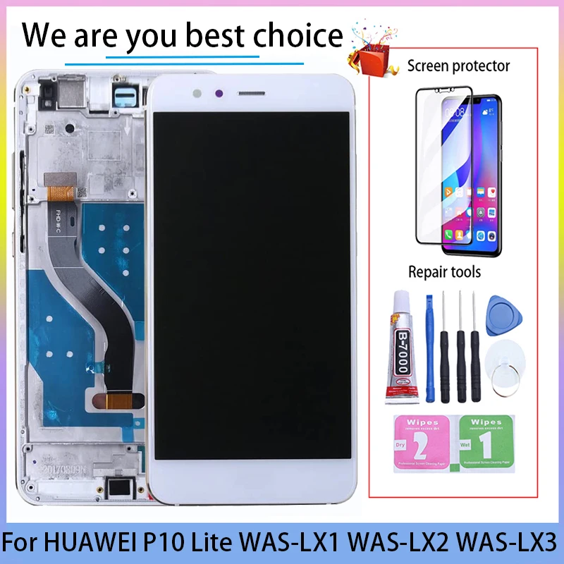 

5.2" AAA Quality For Huawei P10 Lite LCD Display Touch Screen Digitizer Assembly With Frame Replacement WAS LX1 LX2 LX3