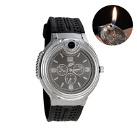 metal watch style open flame lighter creative mens sports open flame gas watch lighter inflatable adjustable lighter encendedor