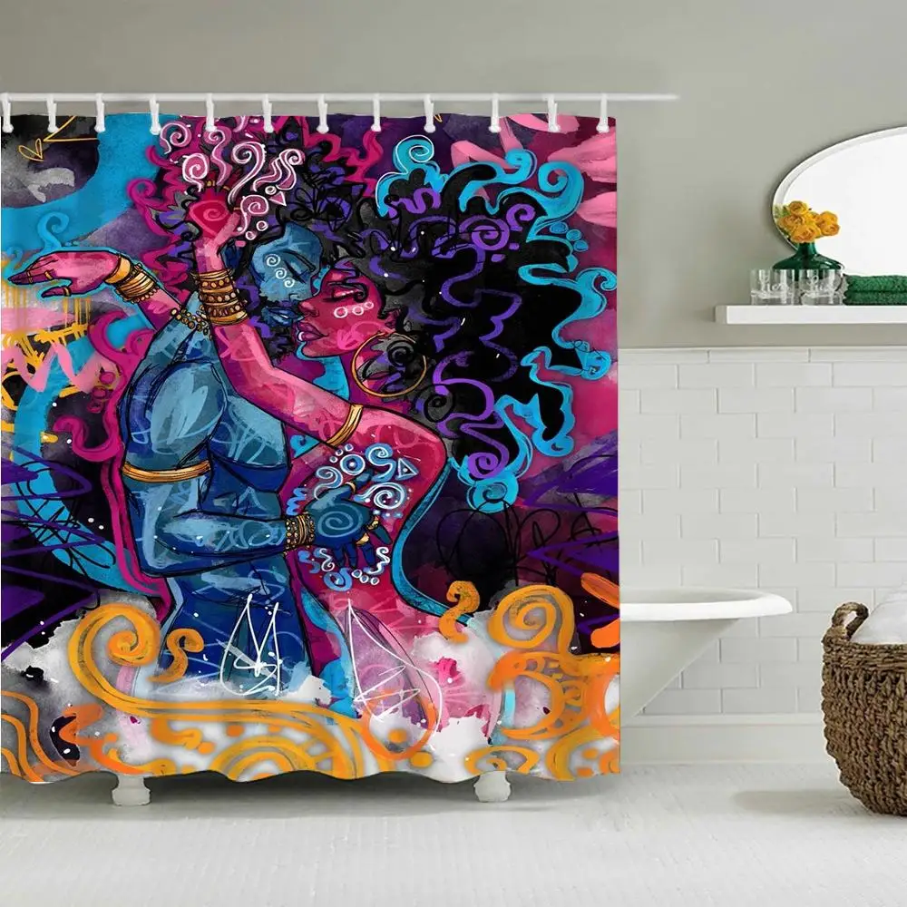 

European Mythology Men And Women Love Hugging Background Shower Curtain Waterproof Bathroom Curtain Polyester Hanging Curtain