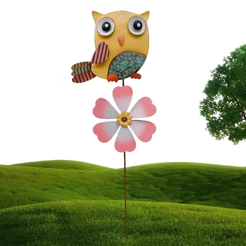 

Wind Spinners Sunflower Shape Metal Spinning Windmill Outdoor Gardening Flower Wind Spinner Owl Wind Turn Sculpture Garden Decor