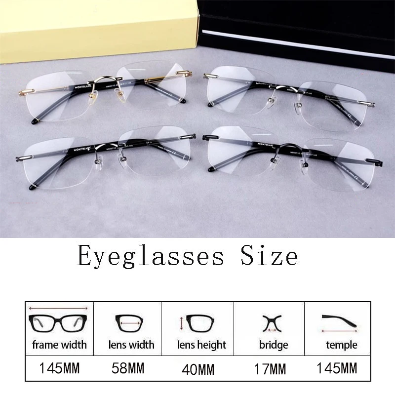 Ретро титановые роскошные очки без оправы в квадратной оправе мужские