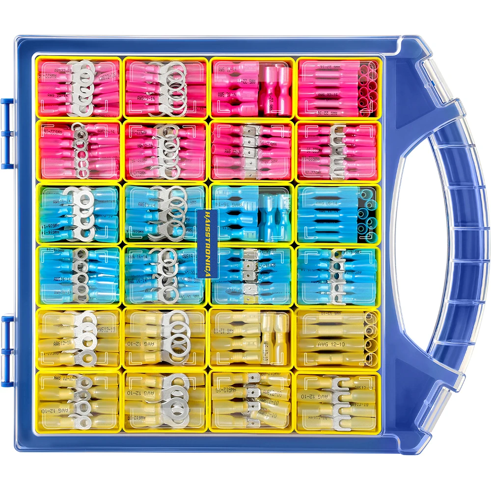 

haisstronica 620PCS Marine Grade Heat Shrink Wire Connectors kit,Electrical Wire Connectors Kit with Small Parts Organizer