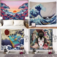 japanese tapestry decorative painting kanagawa sea waves wall hanging university dorm bed mandala home decor 200x150 150x100