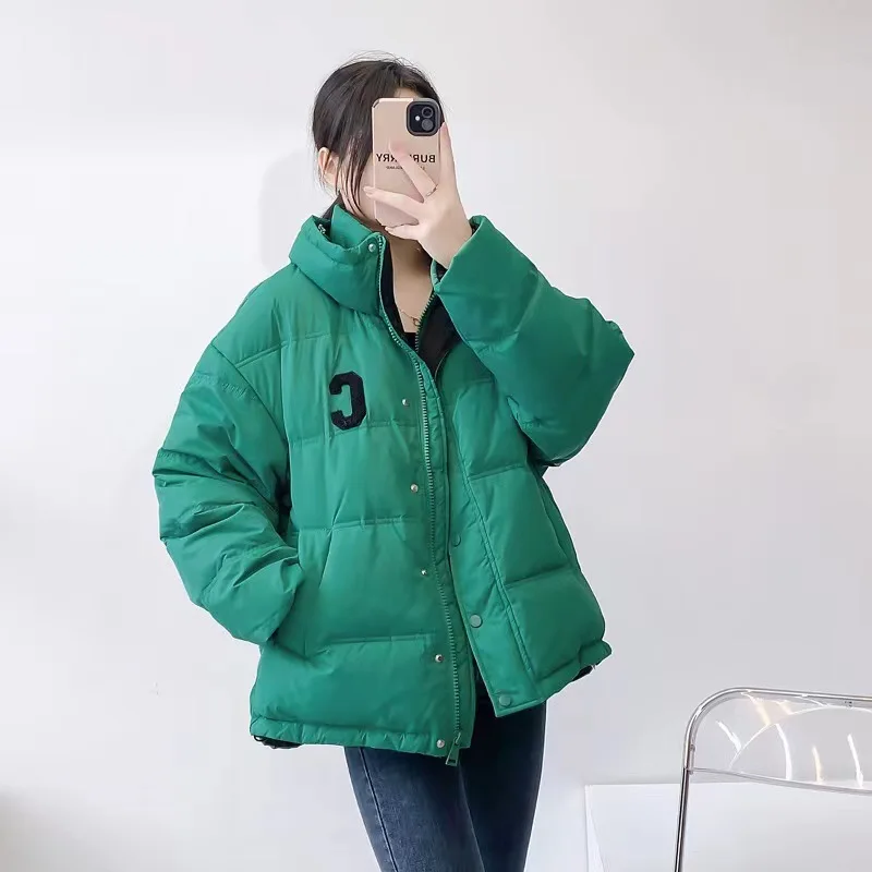 Winter Warm Stand Collar Women Down Jacket 2022 New Fashion Leisure Thick Korean Version Letter Short Women's Down Jacket Y30