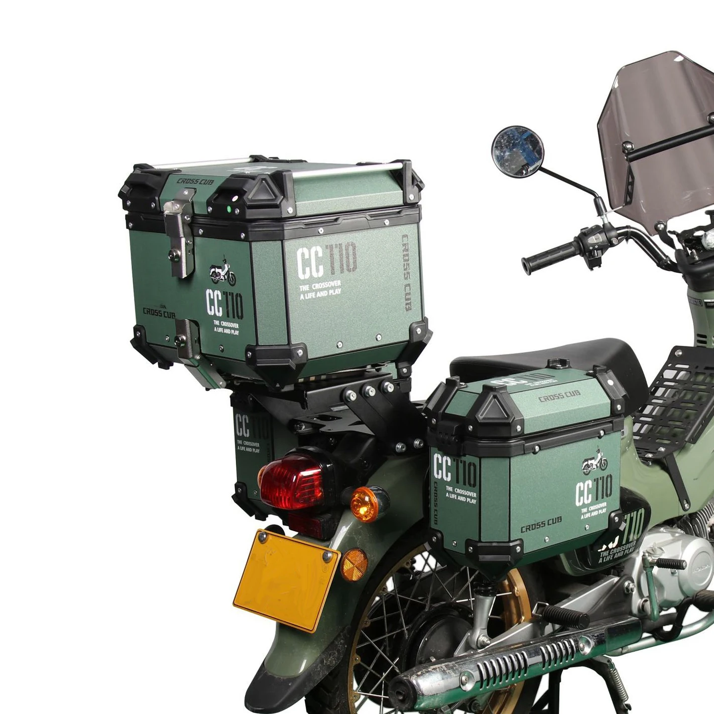 Фото 45-литровый алюминиевый кофр для мотоцикла Honda Cross Cub CC110, багажный ящик для инструментов, универсальный бокс для хранения, ящик для шлема. №1