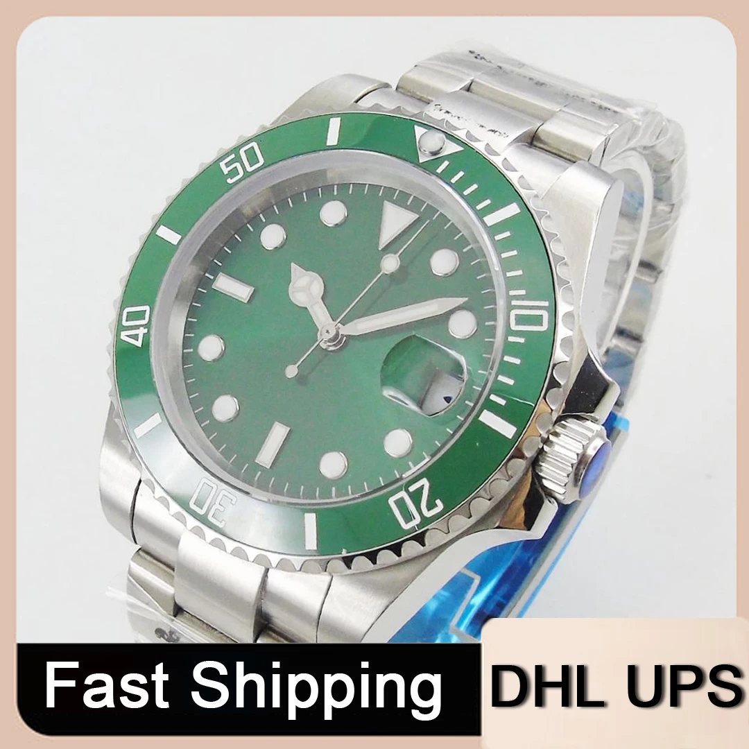 

fast DHL UPS Mens Watches 41mm Ceramic Bezel full Stainless Steel Automatic Mechanics Movment Green Sapphire waterproof Watch