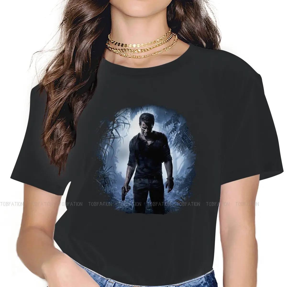 

Uncharted Ruben Fleischer Nathan Drake 100% Cotton TShirts Nathan Drake Print 4XL 5XL Woman's T Shirt New Trend Tops