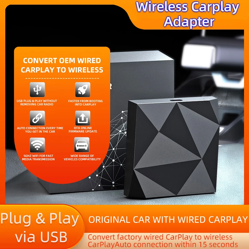 

Apple CarPlay Dongle OEM wired carplay upgrade to Wireless CarPlay Adapter Bluetooth USB Multimdia Player for Toyota Honda
