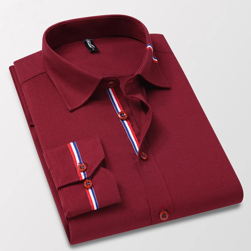 Autumn new men's shirt Oxford spinning solid color iron-free long-sleeved business casual anti-wrinkle fashion and comfortable