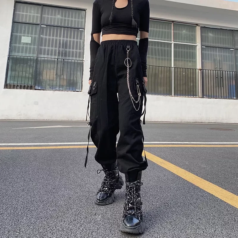 

Ribbons Harem Joggers Women Cargo Pants Streetwear Hip Hop Casual Pockets Track Pants Male Harajuku Fashion Trousers Summer