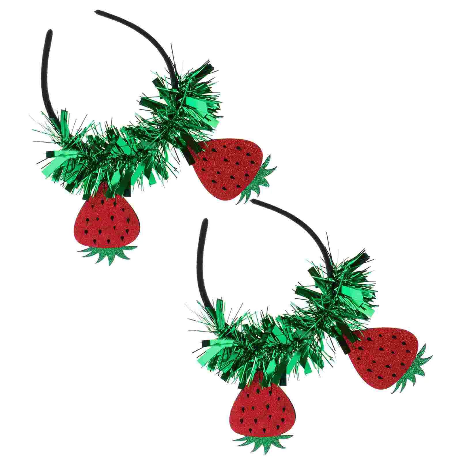 

2 Pcs Strawberry Headband Decorative Hair Hoop Festival Headdress Springing Pins Wreath Party Greeter Miss Girls Accessories