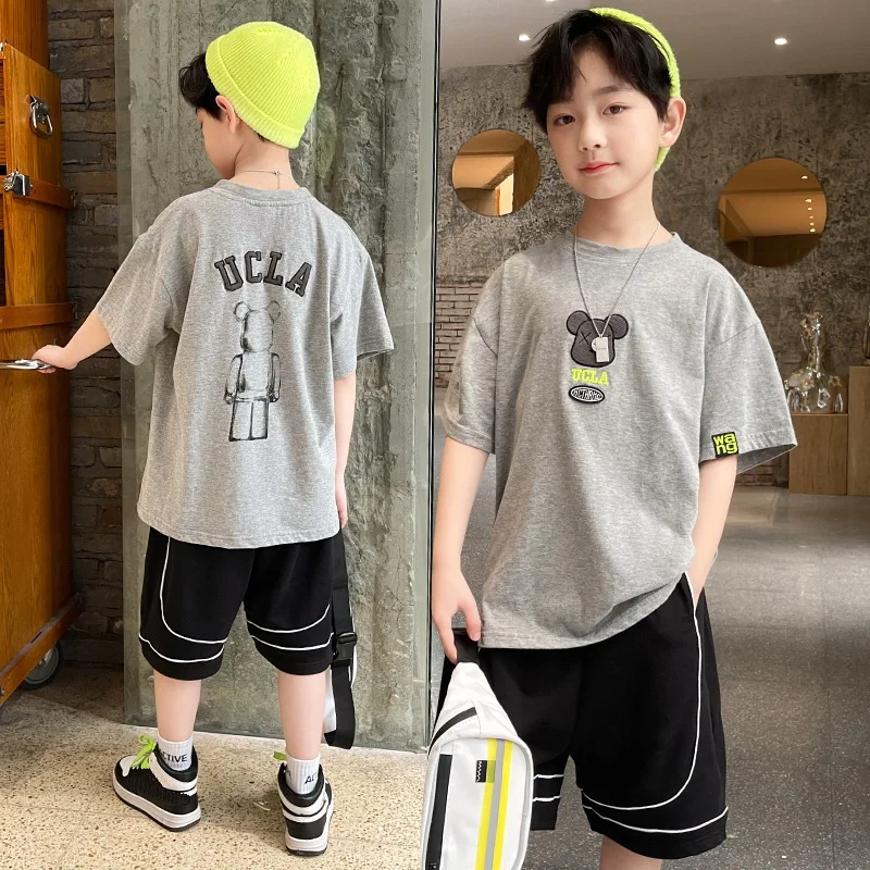 

Summer Basketball Sets Fashion Sports Suit for Children Letter Print Top+Shorts Set for Boys Clothes set Kids Sportswear 5-13Y