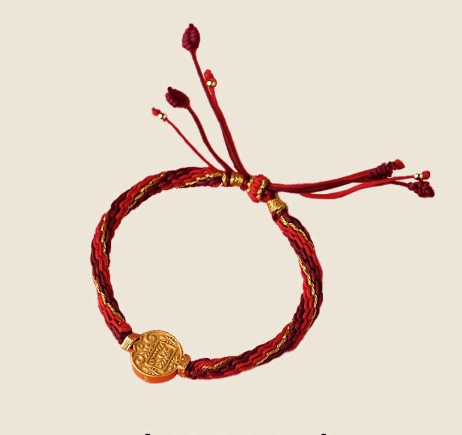 

Five Gods of Wealth Red Rope Bracelet for Men and Women Tibetan Style Dorje Knot Woven Hand Strap