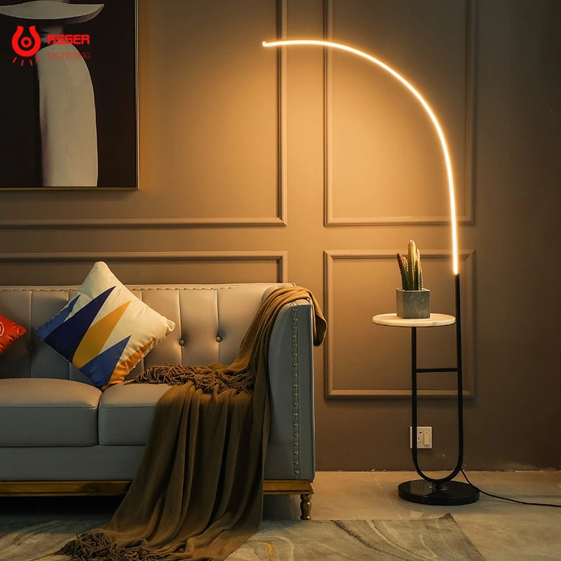 

RSSER Nordic LED Floor Lamp Art Deco Simple Marble Table Soft Indoor Lighting For Living Room LED Sofa Floor Lights for Tea Tabl