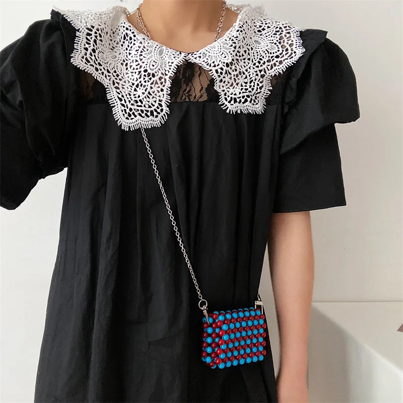 New Mini Pearl Bag Handmade Vintage EVA Beaded Fashion Banquet Party Shoulder Bag Female Wedding Bags Luxury Women's Coin Purse