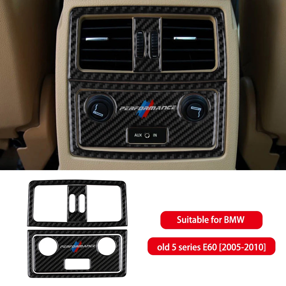 

Automobile Carbon Fiber Sticker Car Back Row Air Conditioner Air Outlet Decorative For BMW Old 5 Series E60 04-10 Auto Interior