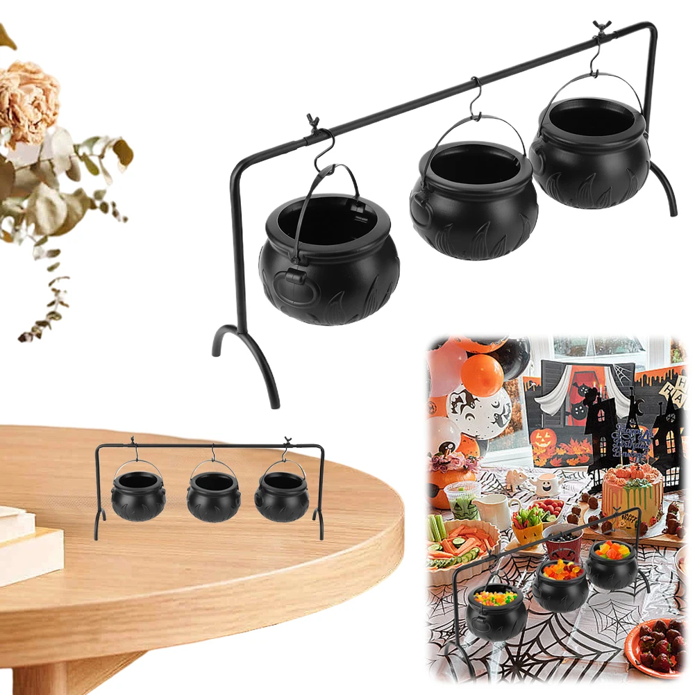 Набор Из 3-х Черных Котел Пластиковые Мелки Украшения Для Хэллоуина Ведра Конфет