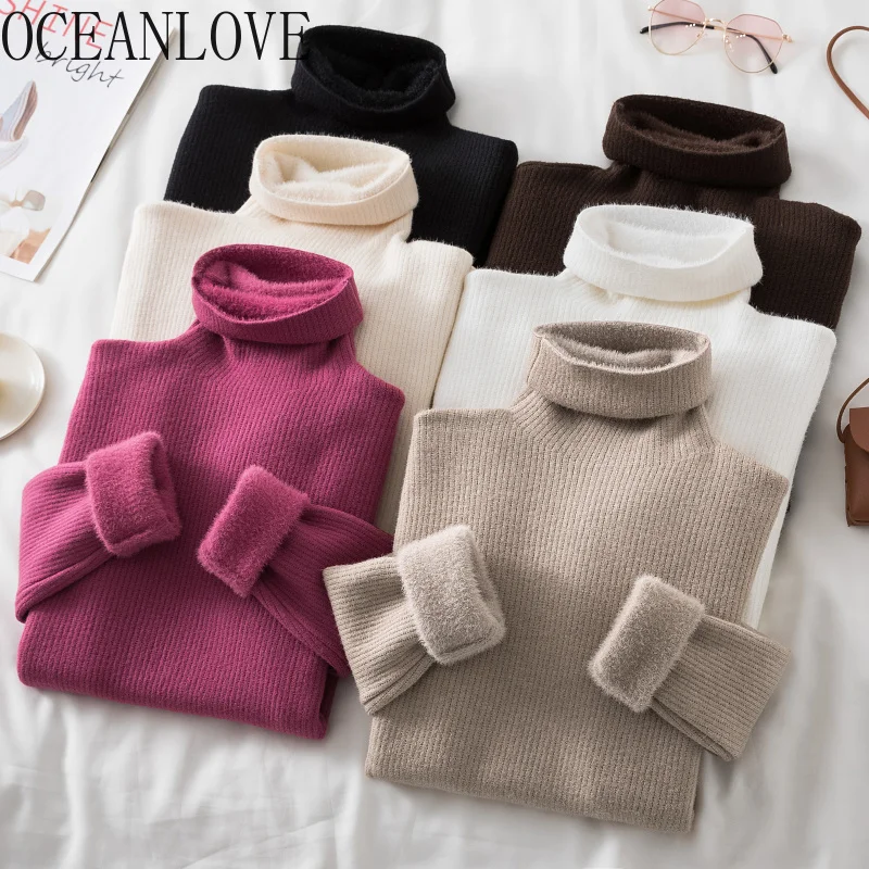 

Turtleneck Women Sweaters Solid All Match Basic Korean ashion Sueteres Autumn Winter Clothes Pull emme Slim