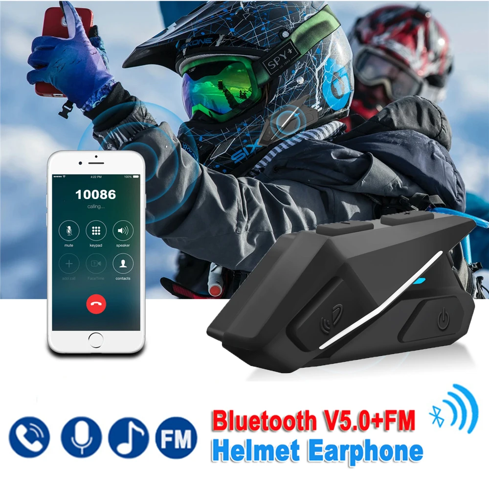 

Waterproof Moto Bluetooth V5.0 Helmet Headset Motorcycle FM Radio Headsets Stereo Helmet Earphone with Handsfree