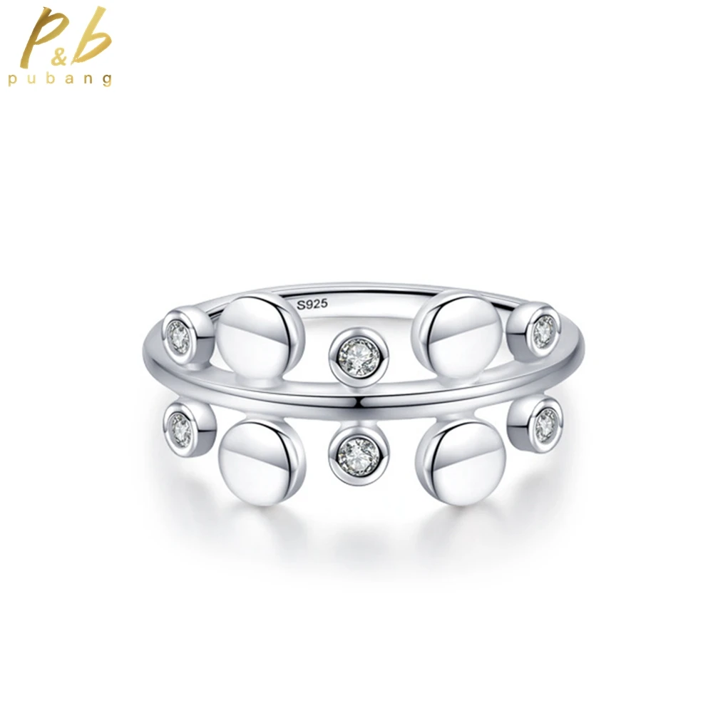 

PuBang Fine Jewelry Solid 925 Sterling Silver High Carbon Diamond Cocktail Ring for Women Anniversary Wedding Gift Drop Shipping