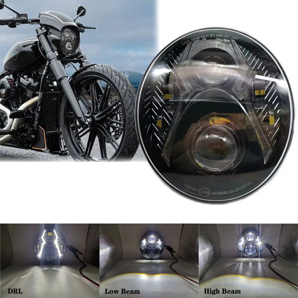 

DOT CE Approved Motorcycle LED Headlight with Position Light For Softail 2018 2019 2020 Breakout 114 FXBR FXBRS Moto Headlamp
