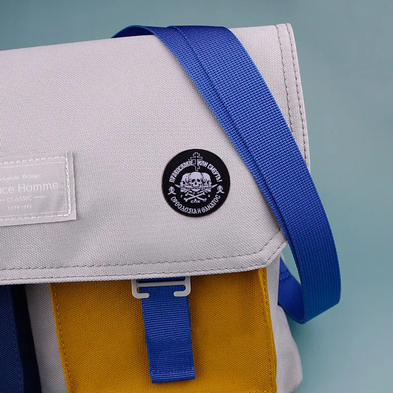 Russian Orthodox Church Union Orthodoxy or Death Three Skulls Enamel Pin Backpack Pins Badge Brooch Jewelry Gifts