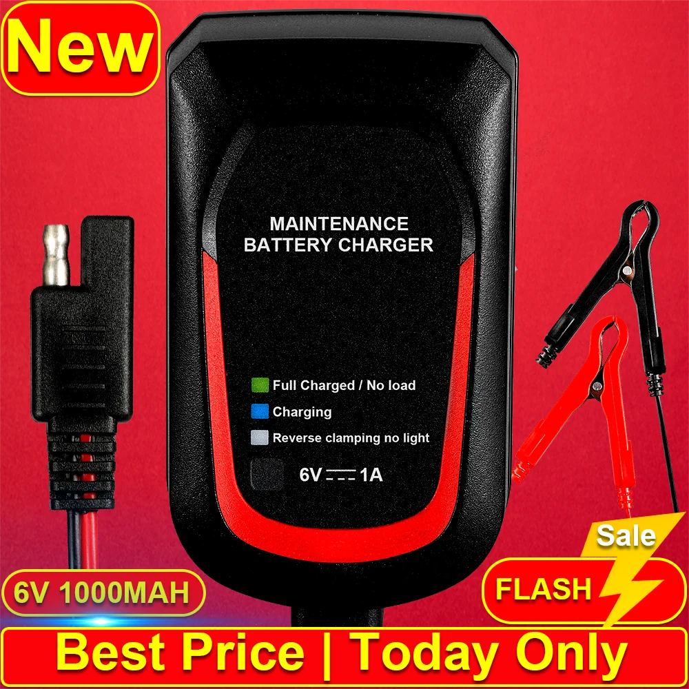 

6V 1000MAH Car Battery Charger Automatic Car Pulse Repair Charger Smart Maintenance Charger For Lead-acid, Lithium-ion Battery