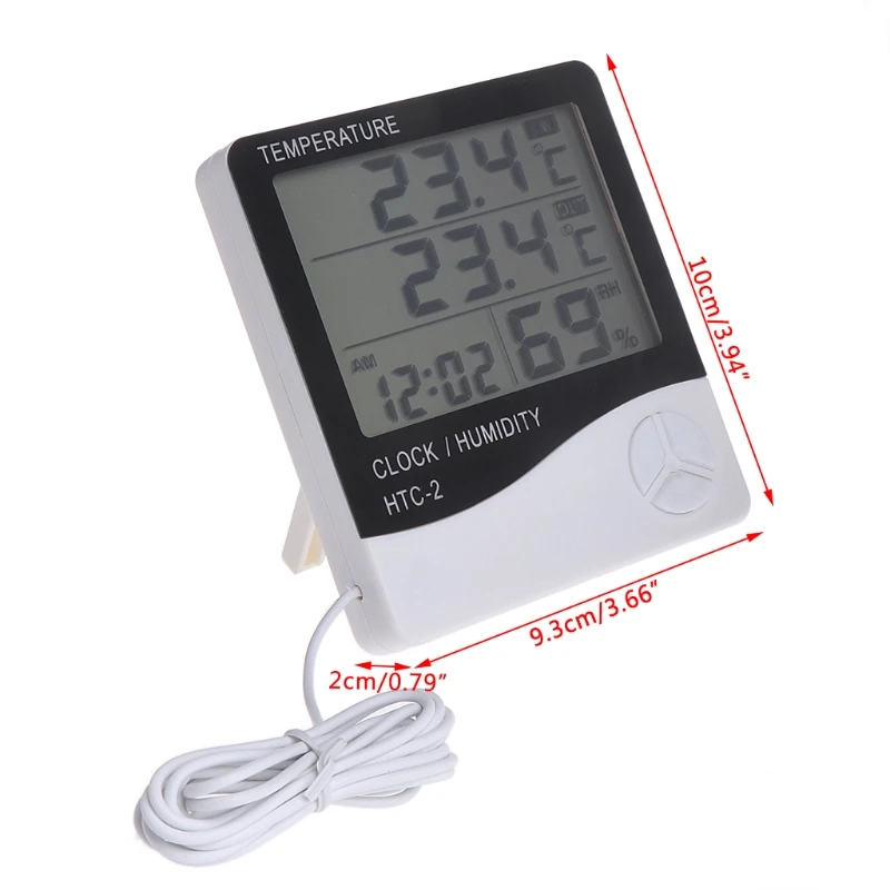 digital lcd indooroutdoor temperature humidity meter clock electronic thermometer hygrometer free global shipping