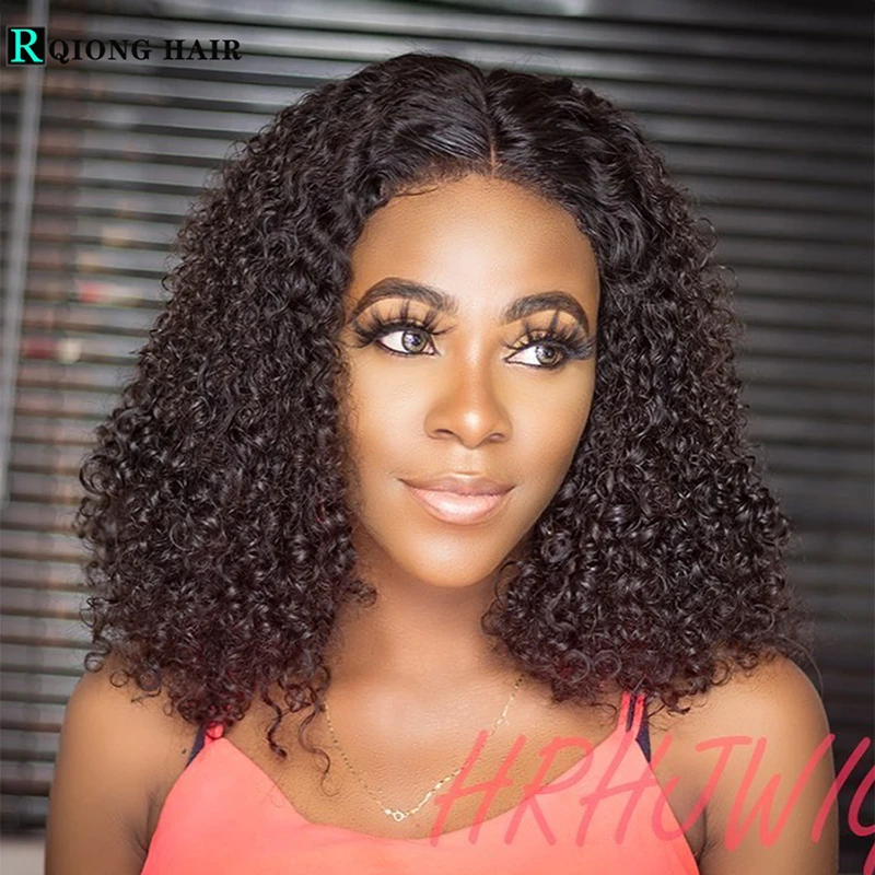 

13X4 Short Bob Wig Kinky Curly Lace Front Human Hair Wigs Remy Peruvian Deep Curly Wigs Preplucked Pixie Cut 360 Frontal Wig