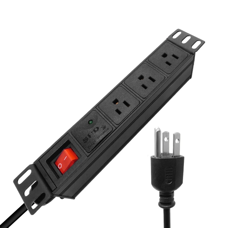 

PDU US Lightning protection Power Strip 3AC Outlets Sockets with US PLUG 2M Extension Cable Electrical Socket aluminium alloy