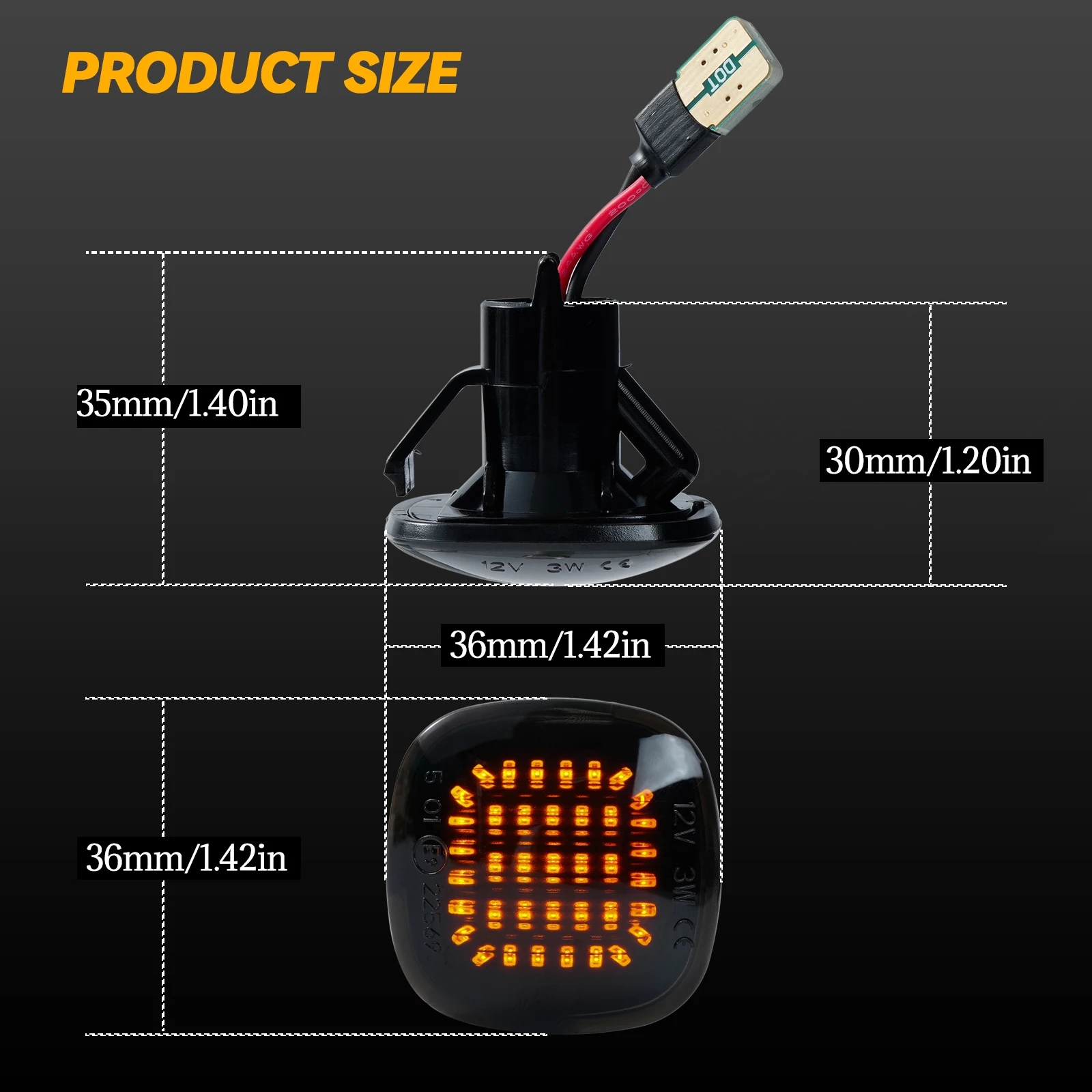 Дымовой светодиодный боковой габаритный фонарь динамический указатель поворота