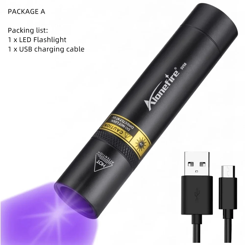 

AloneFire SV58 Фонарик 2-в-1 УФ 365нм + Красный Лазер