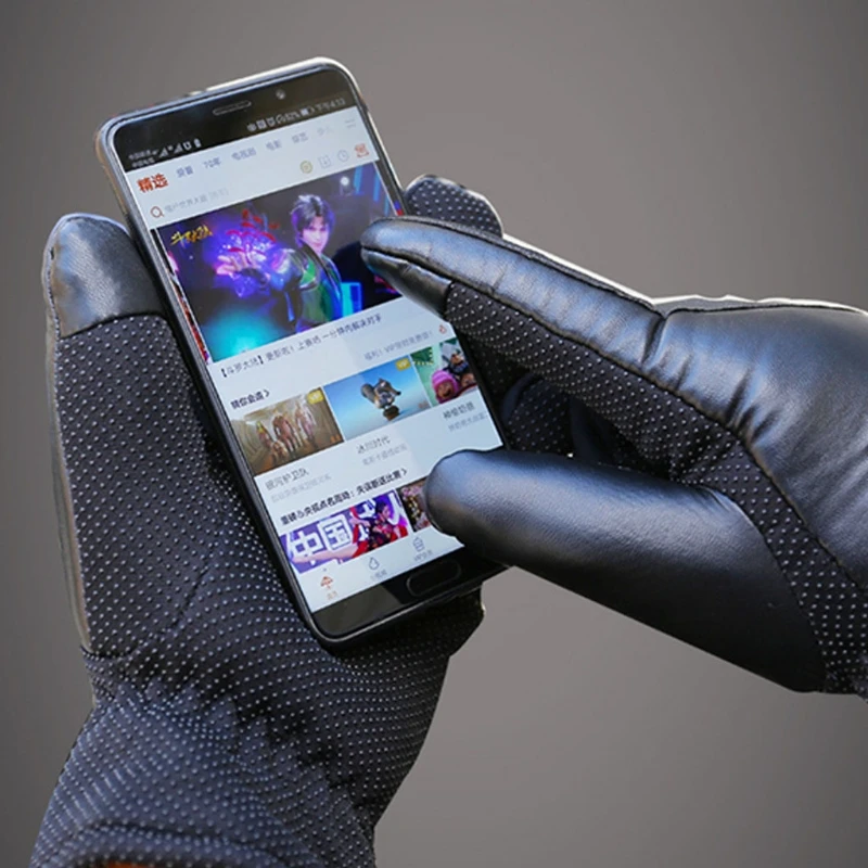 

PU Leather Motorcycle Electric Heating Gloves wtih Touch Screen Sensor Man Gloves Winter Skiing Gloves D7YA