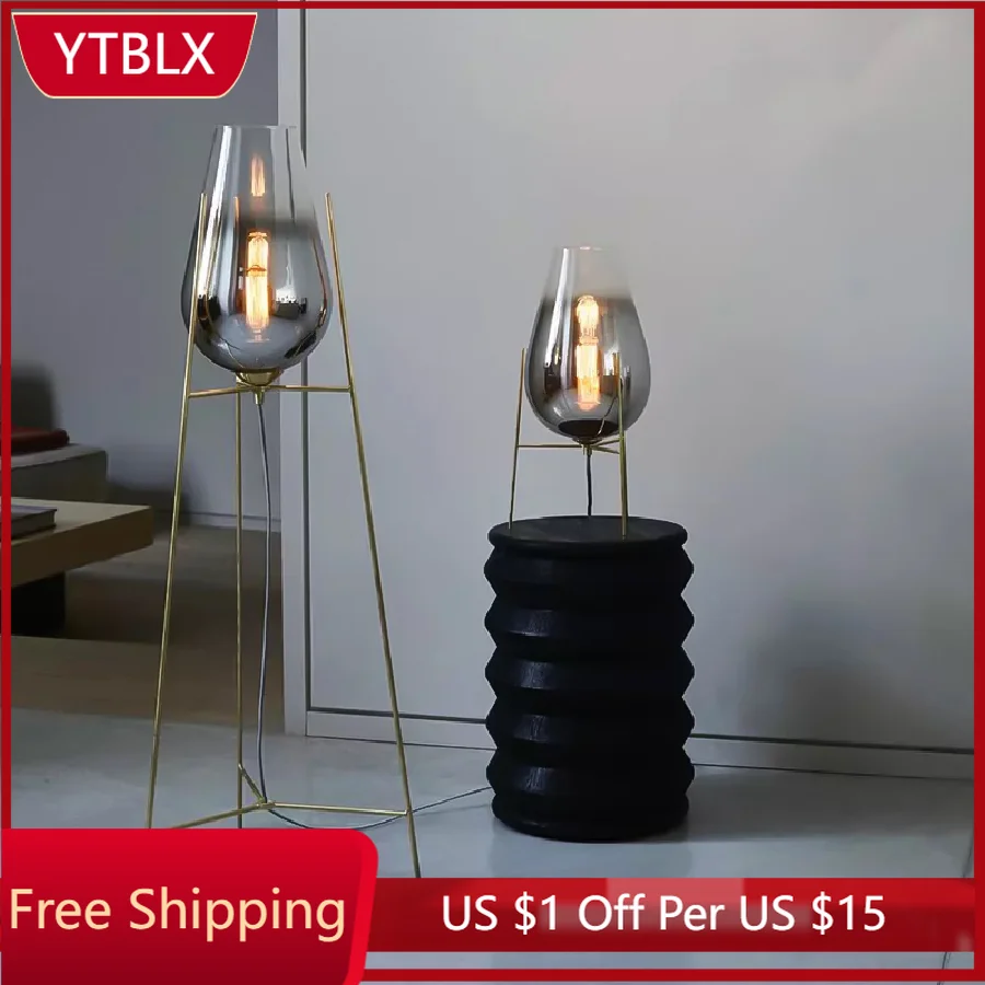 

Нордическая Минималистичная светодиодная напольная лампа со стеклянным абажуром, домашний декор для гостиной, комнатное освещение, углово...