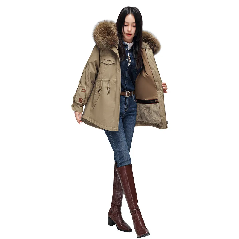 Pai Conquer пальто с мехом новая популярная зимняя женская куртка лисьим цельное